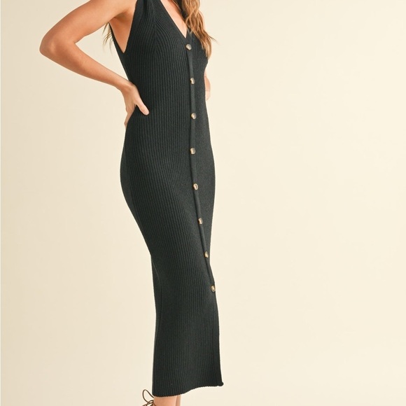 New with tags. Stunning Black Button-Front Maxi Dress by Miou Muse - Picture 3 of 3